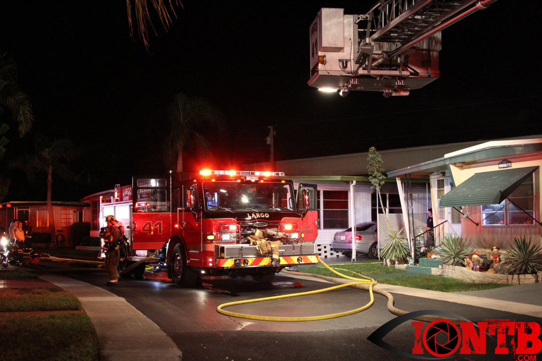 Structure fire at Teakwood Village Mobile Home Park in Largo