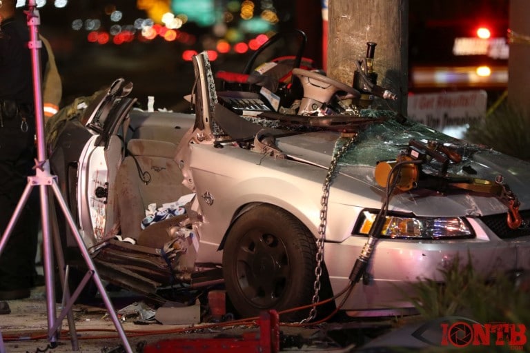 Firefighters Free Man After Vehicle Strikes a Pole In Clearwater