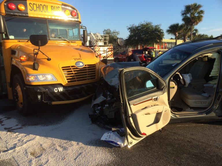 Crash Involving School Bus and Rescue Vehicle in Clearwater