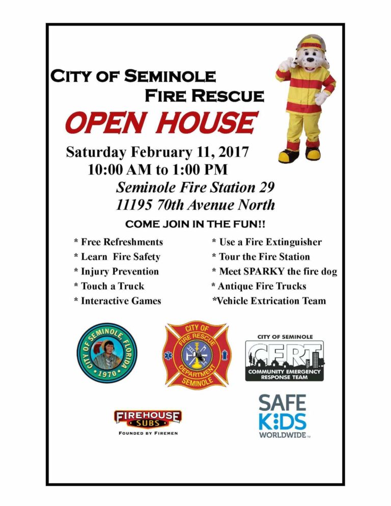 Seminole Fire Rescue Open House Saturday from 10AM-1PM