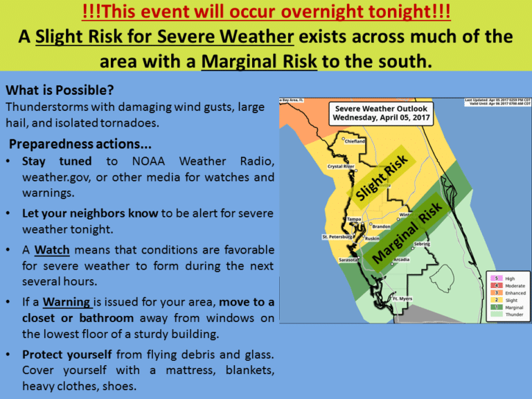 Tampa Bay Area May Experience Severe Weather in the Early Morning Hours on Thursday