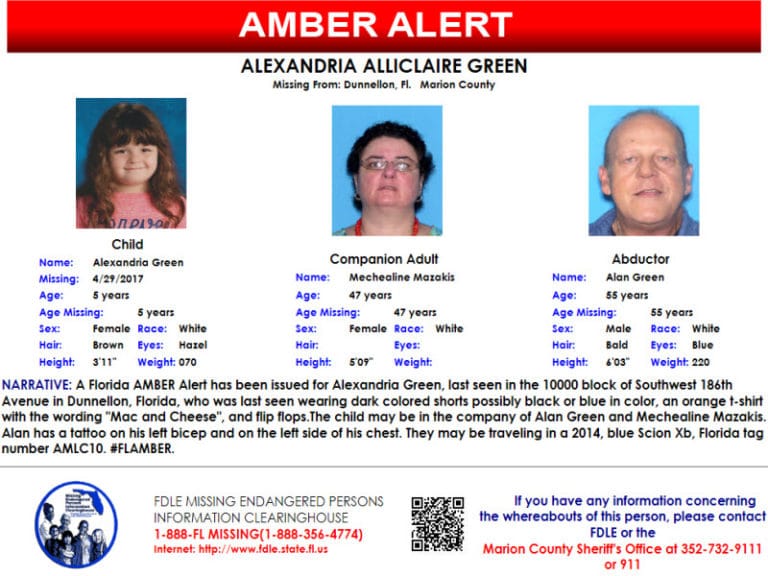 Amber Alert Issued For 5 Year-old Marion County Girl