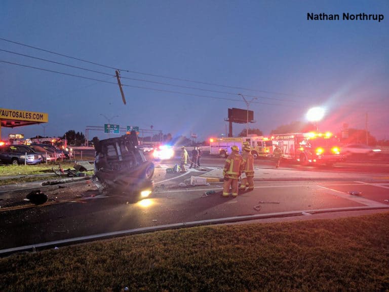 Two Seriously Injured in Rollover Crash on Frontage Road at 150th Avenue in Largo