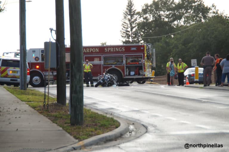 Tarpon Springs Fire Rescue on-scene of motorcycle crash on Alderman Road in Palm Harbor