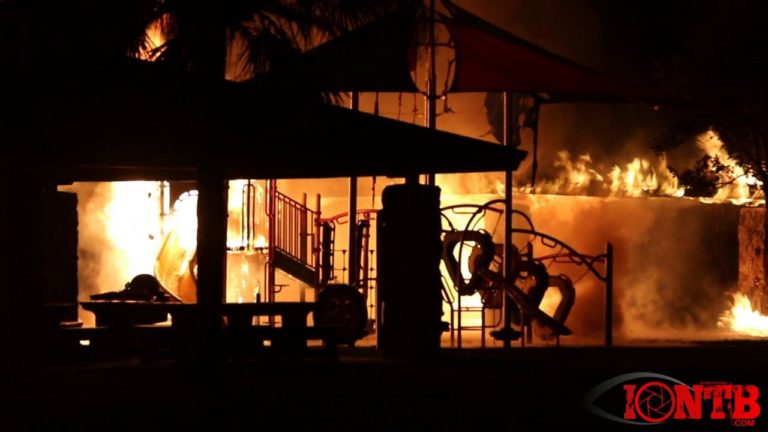 Fire Consumes Pavillon at the Pinebrook Park in Pinellas Park on July 4th