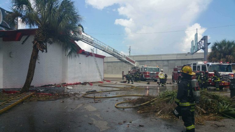 Firefighters Work to Extinguish Fire at the G-Spot Gentleman’s Club