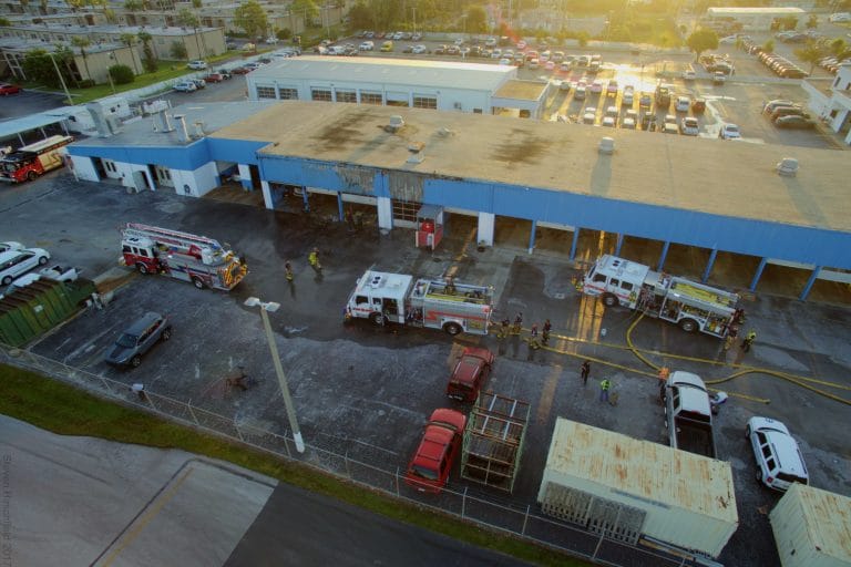 Firefighters Battle 2-Alarm Structure Fire at the Suncoast Chrysler Jeep Dealership in Seminole