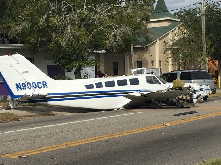 Twin Engine Aircraft Crashes into Car in St. Petersburg