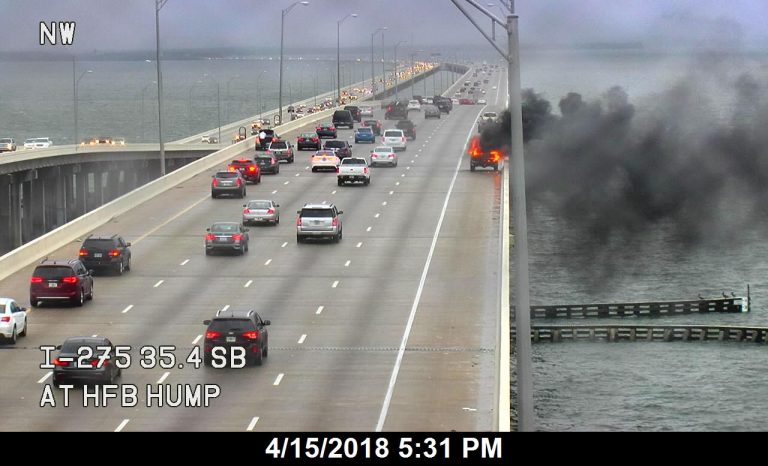 Man Safe After Jumping into Tampa Bay After His Vehicle Catches Fire on the Howard Frankland Bridge