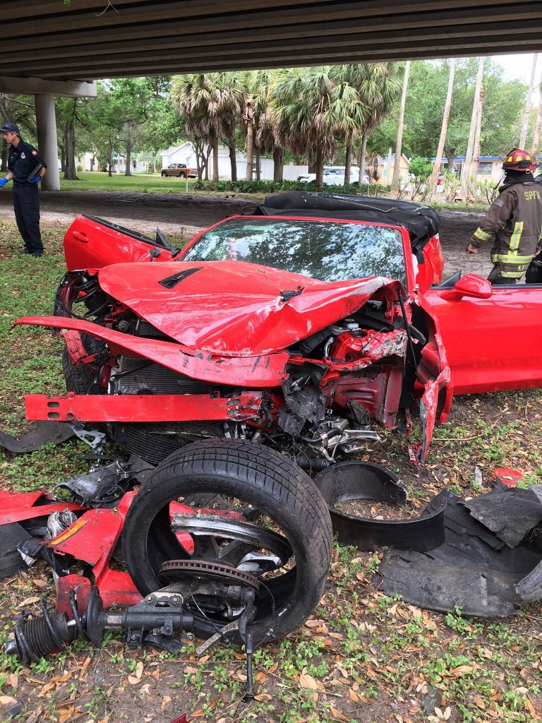 Distracted Man Drives Camaro Down Interstate Embankment on I-275 in St. Petersburg