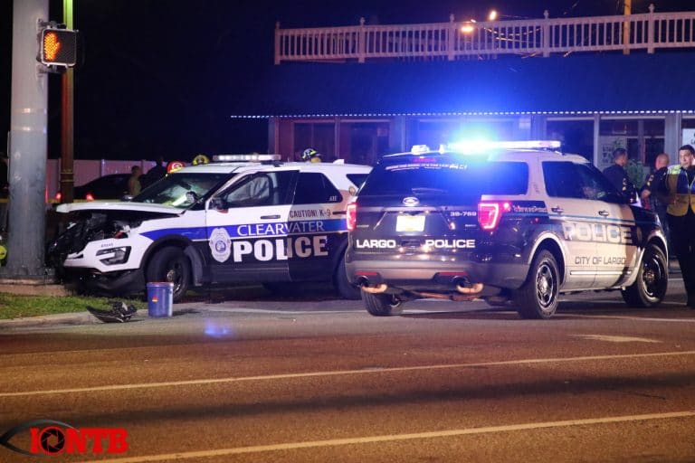 Clearwater Police Officer Involved in Injury Crash as Occupants in Stolen Vehicle Flee Traffic Stop in Largo