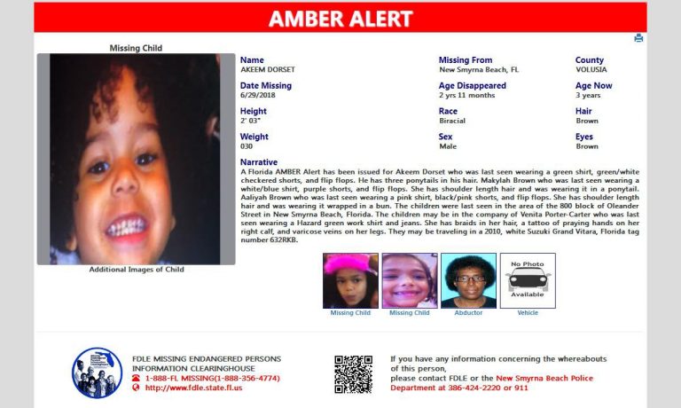 Amber Alert Issued Out of Volusia County For Three New Smyrna Beach Children