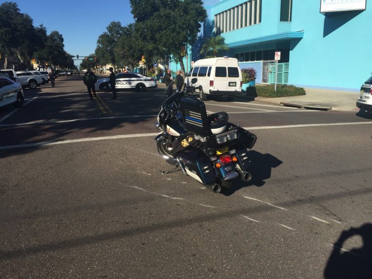 Minor Injuries After St. Petersburg Police Officer’s Motorcycle Collides With Car