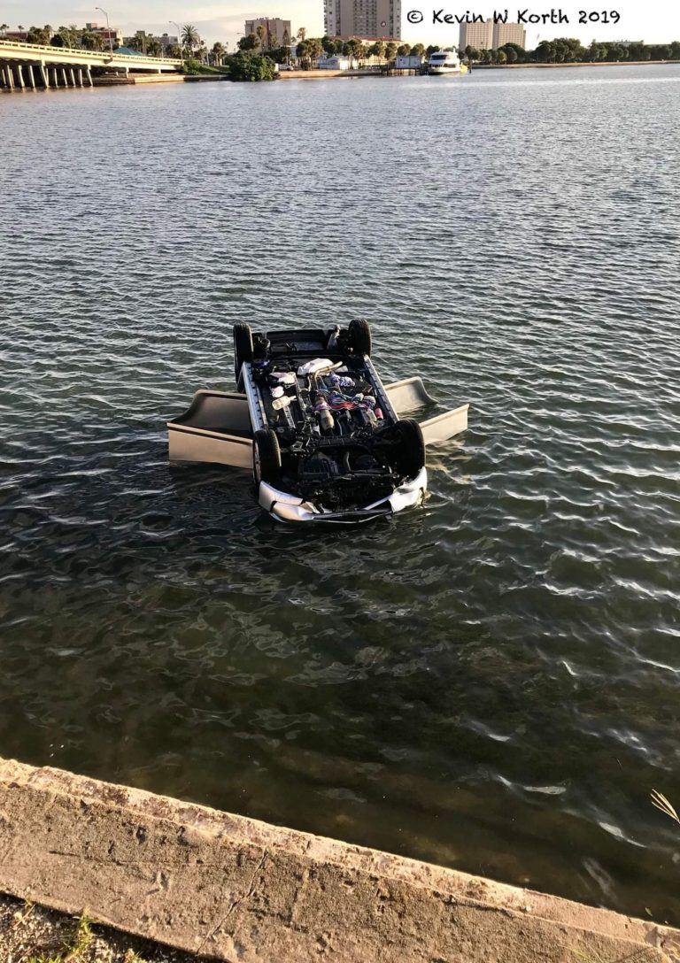 Driver Arrested After Vehicle Found Upside Down in the Water Near the Corey Causeway