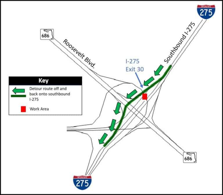 Overnight closure planned on I-275 Monday and Tuesday nights in Pinellas