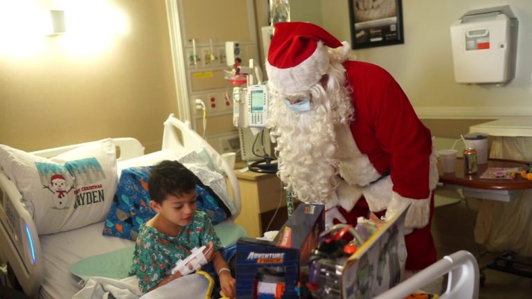 Clearwater firefighters bring toys to pediatric patients at Mease Countryside Hospital