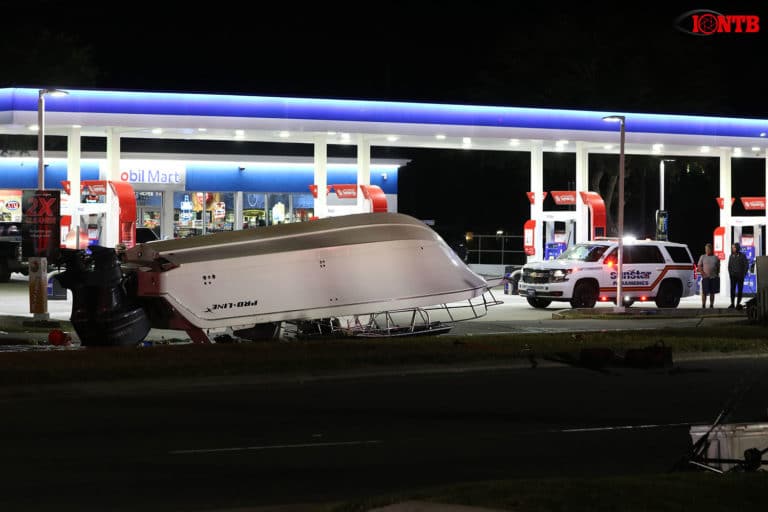 Boat lands upside down on Park Boulevard after truck cut off by impaired driver in Seminole