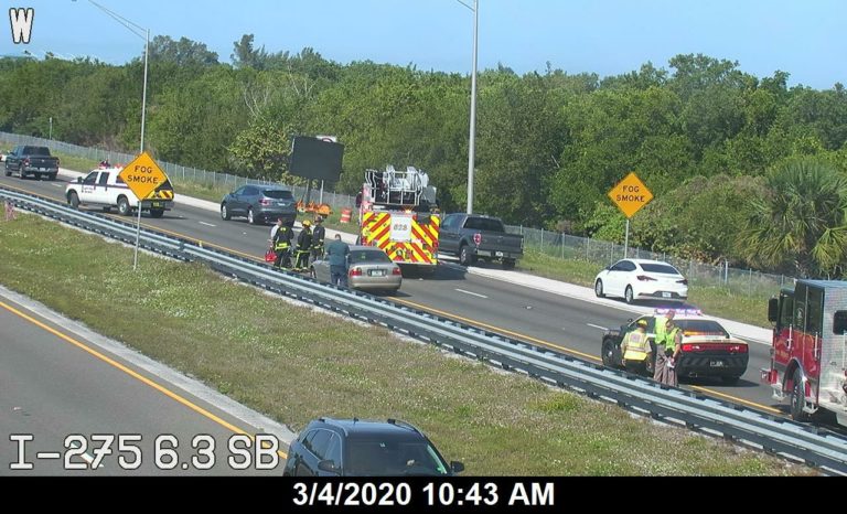 Rider critically injured after motorcycle collided with tire tread in roadway