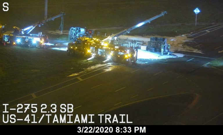 Cleanup continues after crash involving a fuel tanker on US-41/I-275 in Manatee County