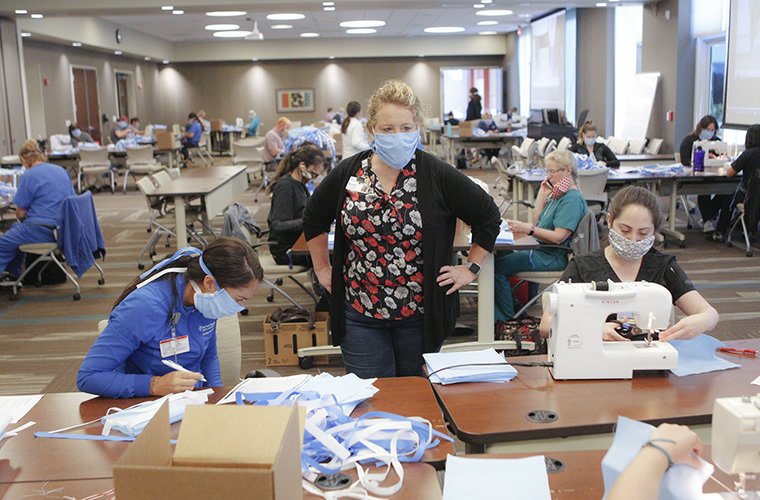 BayCare team members make personal protective equipment for colleagues during shortage