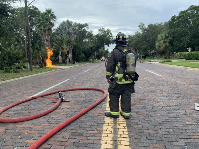 Gas leak leads to fire along Park Street in St. Petersburg