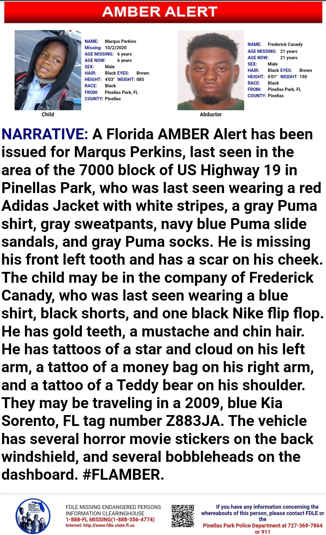 Carjacking in Pinellas Park leads to Amber Alert for suspect's 6 year