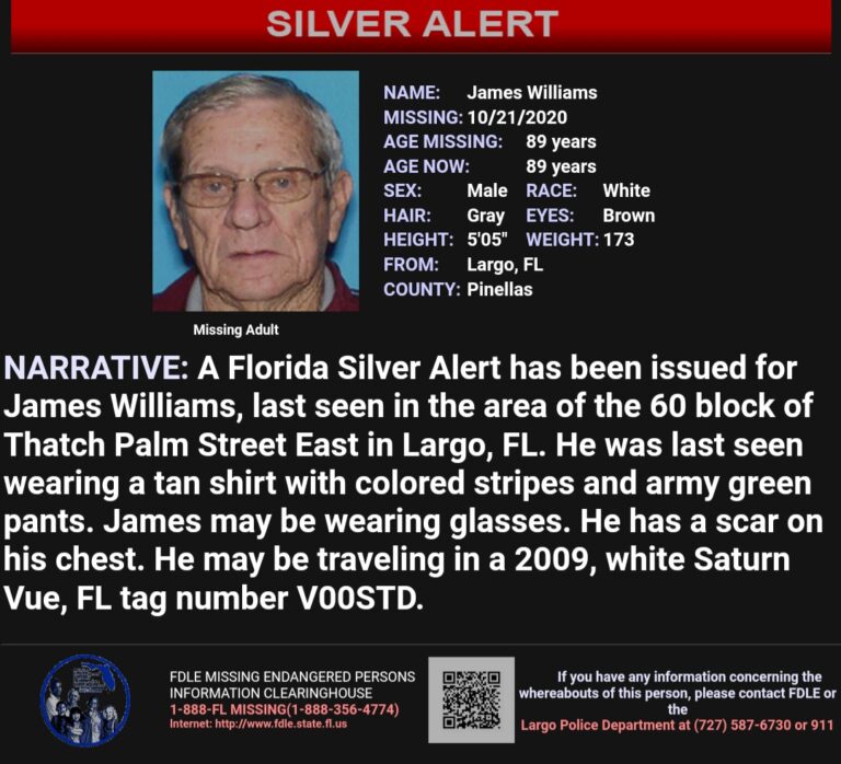 CANCEL: Silver alert issued for 89 year-old Largo Man