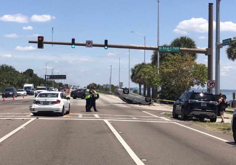 Two injured in rollover crash on the Courtney Campbell Causeway