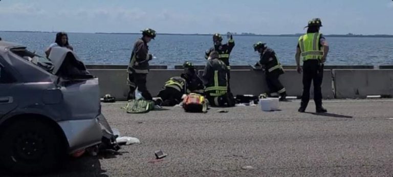 Troopers report three people seriously injured in crash on Howard Frankland Bridge including a young unrestrained child