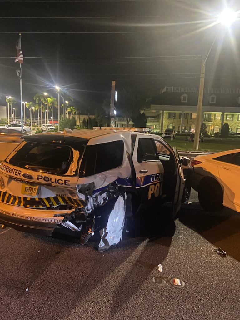 Clearwater police cruiser struck in crash Friday night on US-19