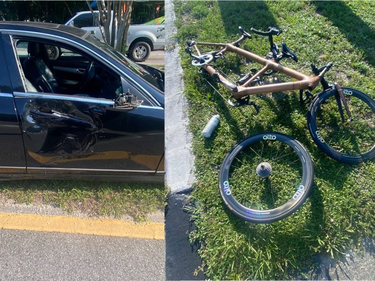 Three seriously injured when car turns left in front of riders on two bicycles in East Lake