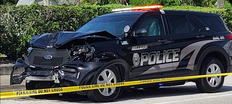 Officer’s vehicle collides with suspect vehicle while responding to burglary call in Belleair