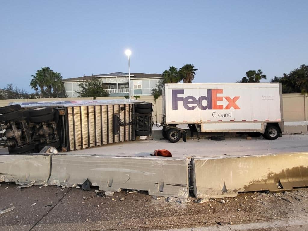 Troopers investigate rollover crash of FedEx Tractor trailer on I275