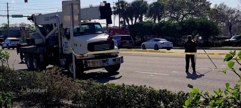 Skateboarder killed in collision with crane truck on Gulf to Bay Boulevard in Clearwater