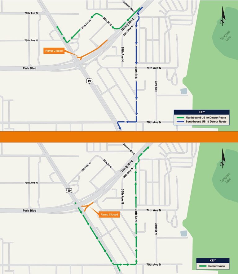 US-19 Interchange Project at Gandy Blvd to Cause Ramp Closure Sunday Evening