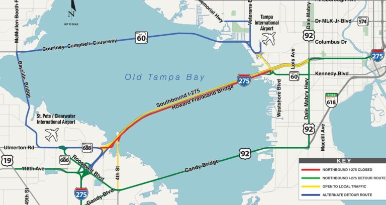 Northbound I-275 Travel Lanes on the Howard Frankland Bridge Temporarily Closing Tuesday Night