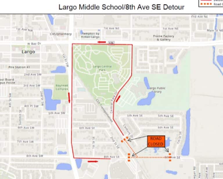 Closure on 8th Avenue SE at CSX Tracks begins Monday morning in Largo