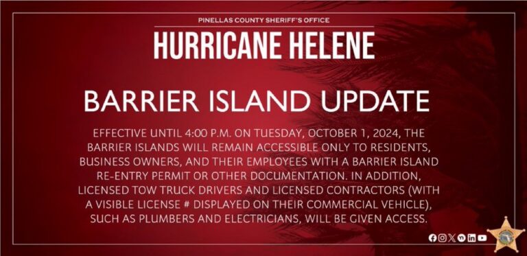 Barrier Islands Remain Open Only To Residents, Business Owners, and Employees until 4 p.m. on Tuesday