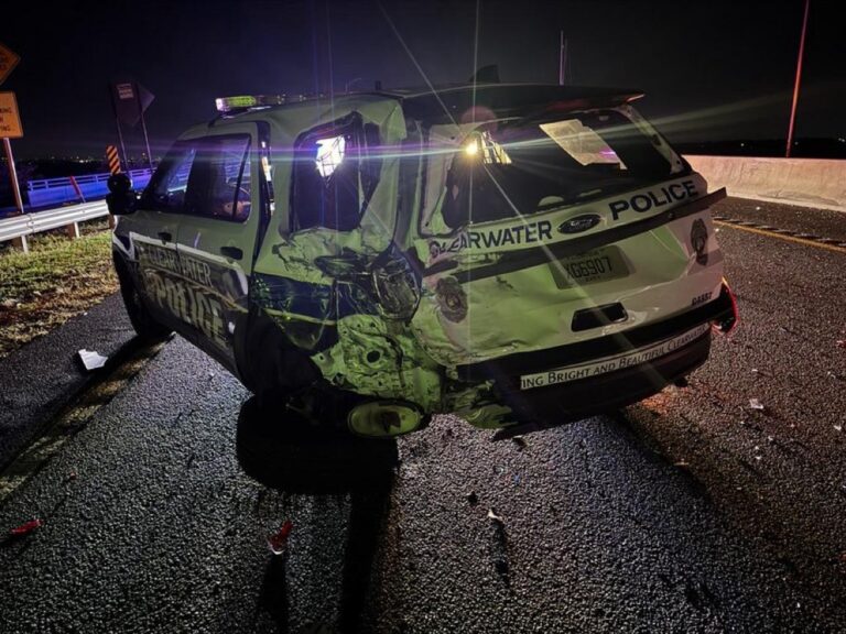 Clearwater Police Arrest Driver for DUI After Crash into Stopped Cruiser on Courtney Campbell Causeway