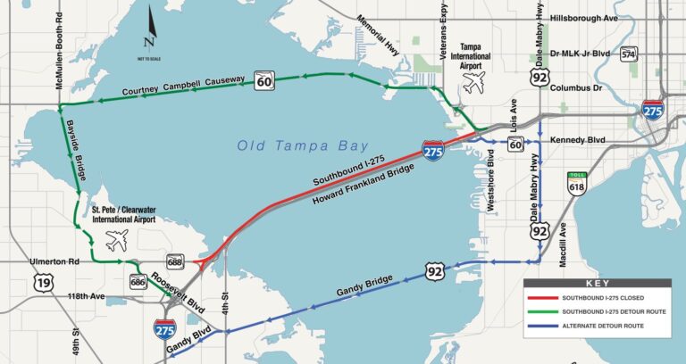 Southbound I-275 Travel Lanes on the Howard Frankland Bridge Closing Wednesday Night