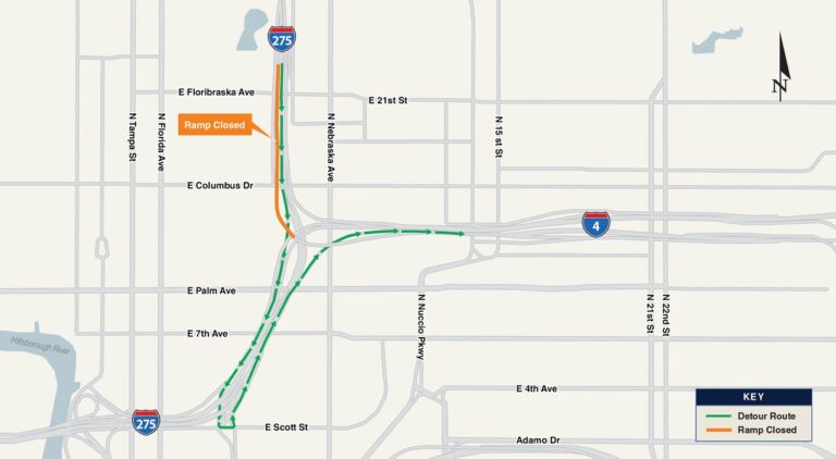 Southbound I-275 Ramp (Exit 45B) to Eastbound I-4 Closing Tonight