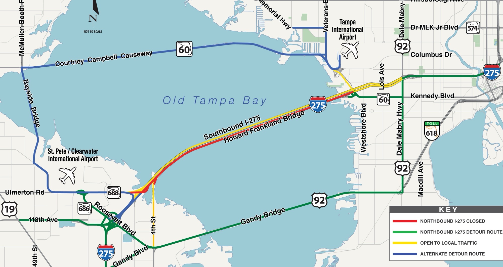 Northbound I-275 Travel Lanes on the Howard Frankland Bridge