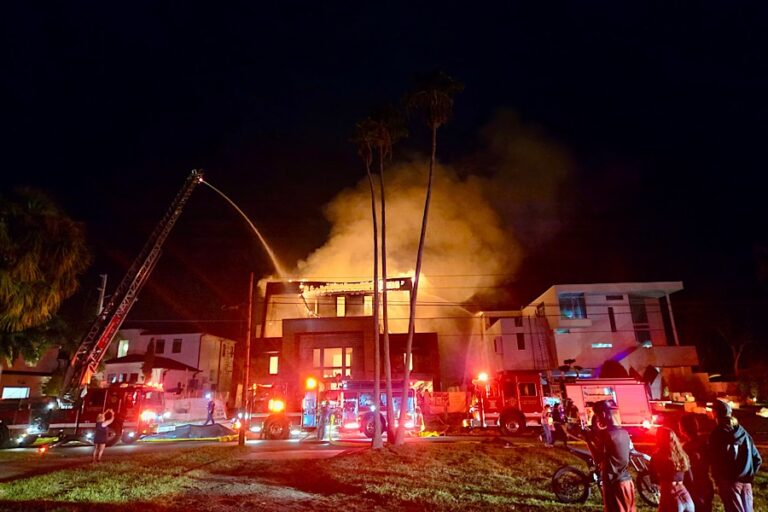 Three-Story Building Under Construction Consumed by Flames in St. Petersburg