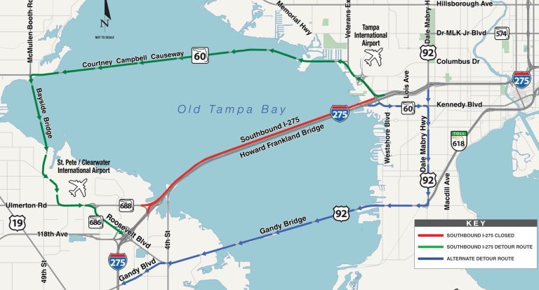 Howard Frankland Bridge Southbound I-275 Closing Wednesday Night