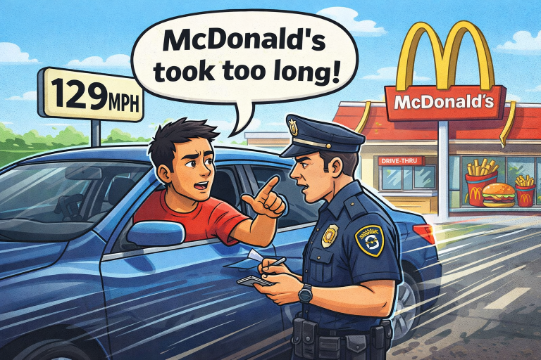 Clearwater Driver Clocked at 129 MPH on US-19, Tells Police McDonald’s Took Too Long During Work Break