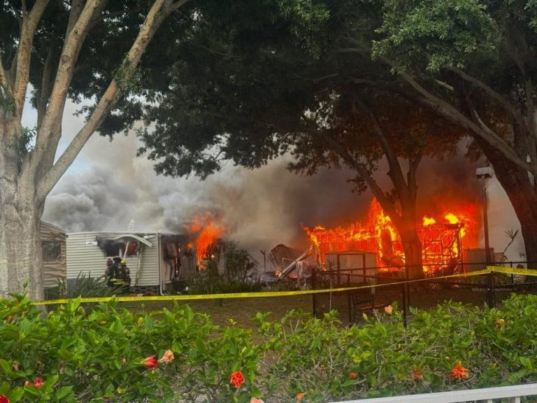 Two Mobile Homes Destroyed in Tarpon Springs Fire, One Injured
