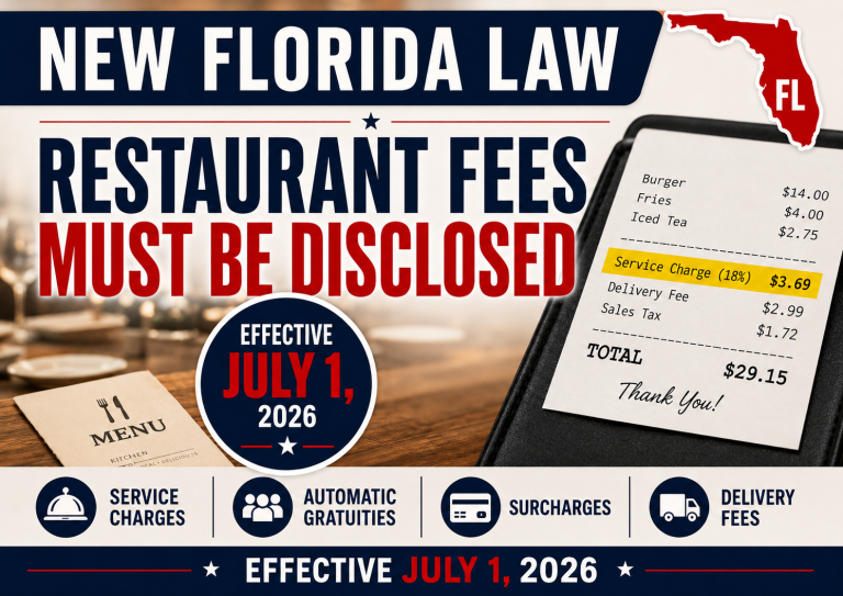 New Florida Law Requires Restaurants to Disclose Mandatory Fees Starting July 1