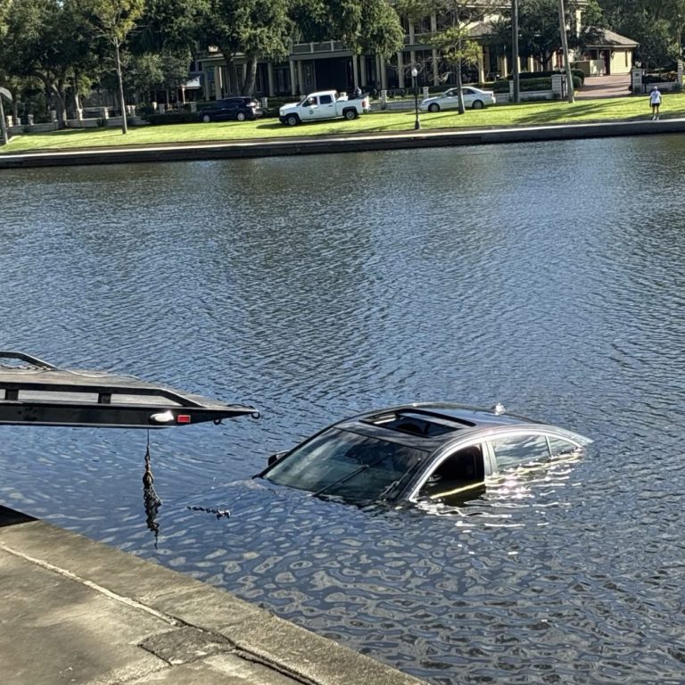 Vehicle Ends Up in Spring Bayou; Driver Rescued Without Injury