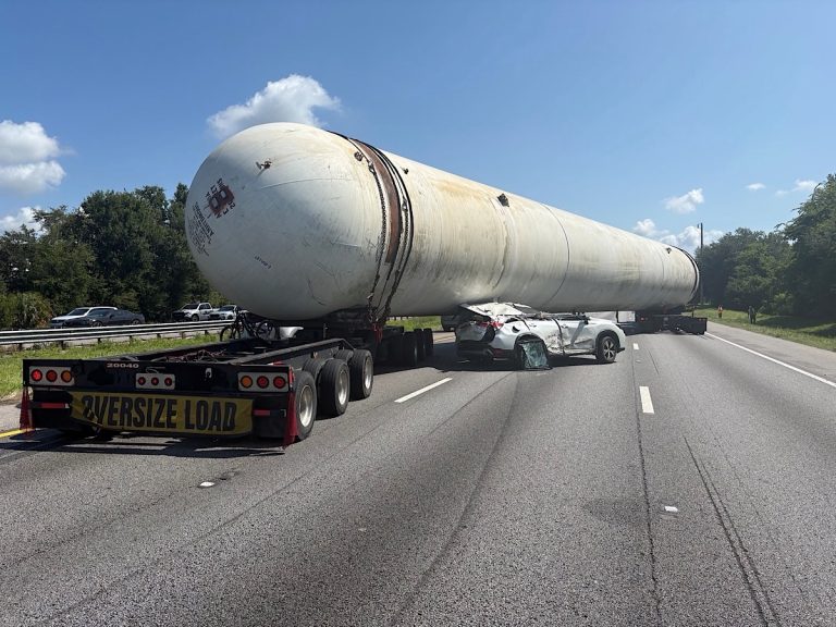 Oversized Load Crashes Into Subaru on I-75 During Lane Change, Two Injured