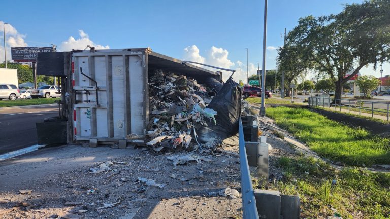 Tractor-Trailer Overturns on U.S. 19 After Load Shifts During Turn
